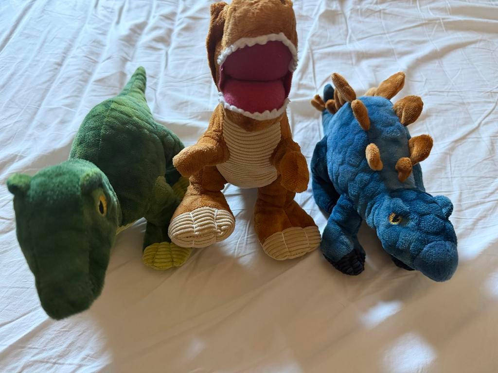 Set van 3 Dinosaurus Knuffels - Diverse Soorten, Dinosaurus, Ophalen of Verzenden, Middelgroot (20 tot 80 cm), Gebruikt