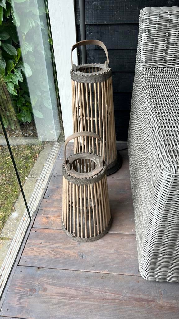 ZGAN Twee grote windlichten, Ophalen of Verzenden, Zo goed als nieuw, Riet