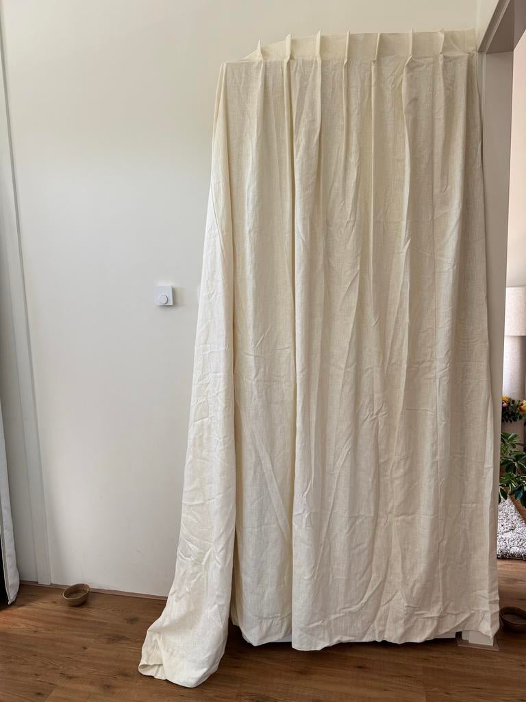 2x Gebroken Wit Vitrage Gordijnen - 240x177 cm per stuk, Ophalen, 200 cm of meer, 150 tot 200 cm, Zo goed als nieuw
