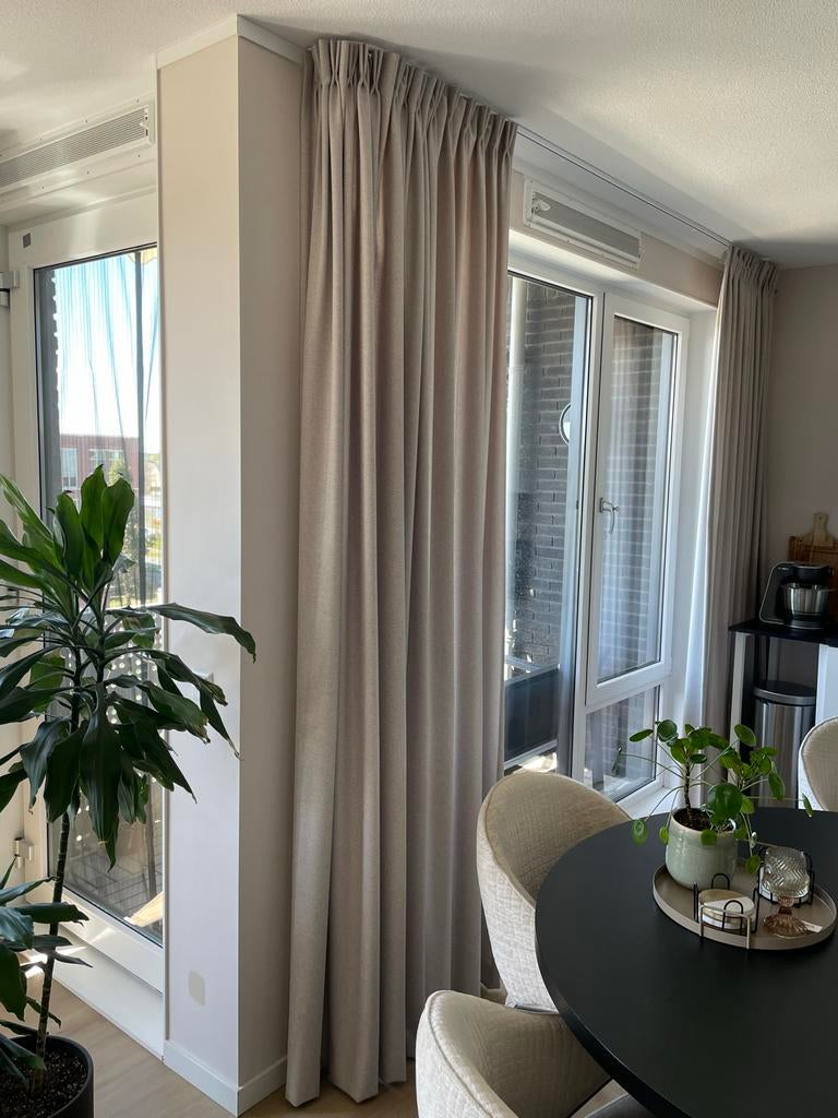 Beige gordijnen, Ophalen, 200 cm of meer, Beige, 150 tot 200 cm