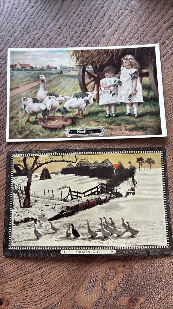Uitgevroren/Etenstijd.Landelijk,sneeuweenden.ondergaande zon, Ophalen of Verzenden, Voor 1920, Ongelopen