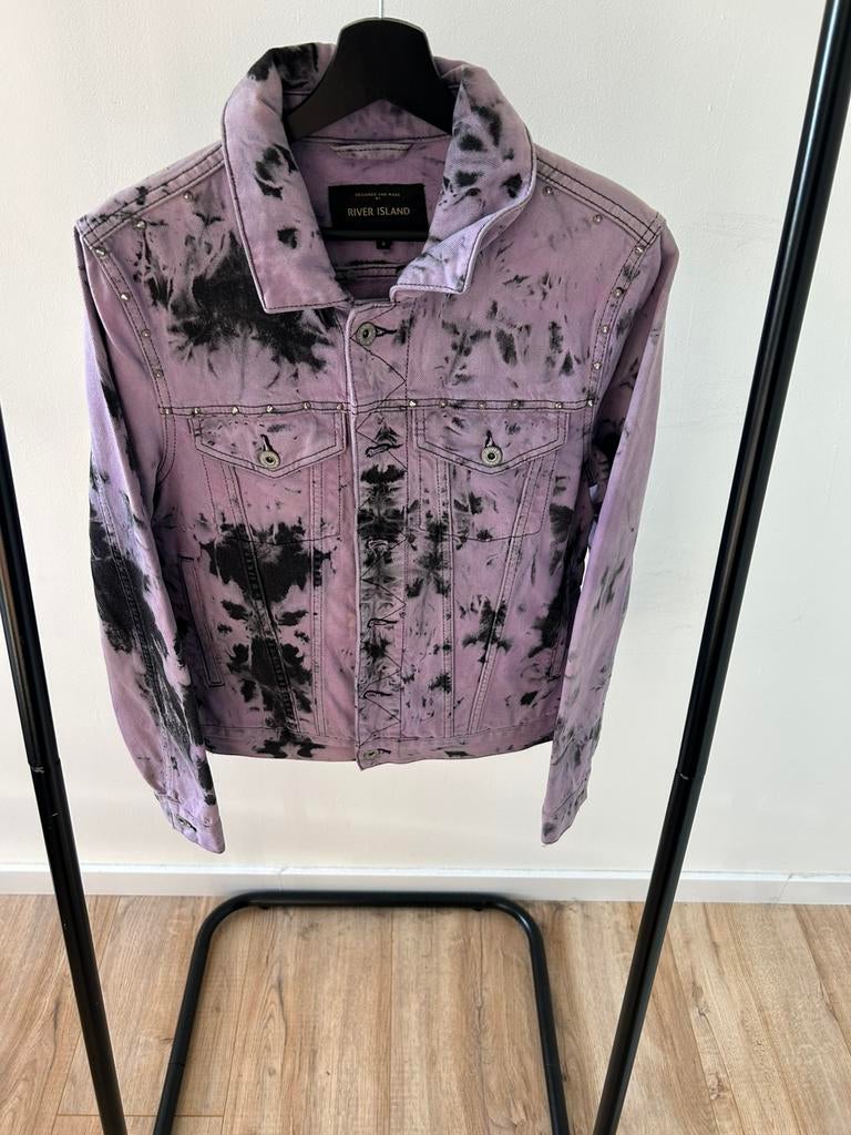 River Island DIY tie-dye denim jacket – maat S – uniek item, Ophalen of Verzenden, Zo goed als nieuw