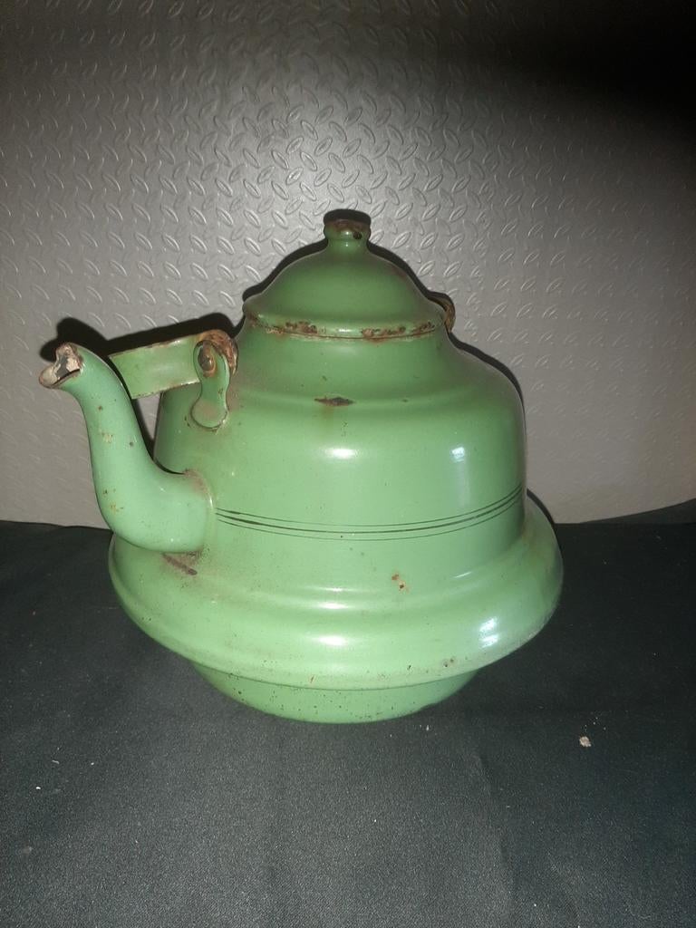 Groene emaille theepot, Antiek en Kunst, Antiek | Emaille, Ophalen of Verzenden