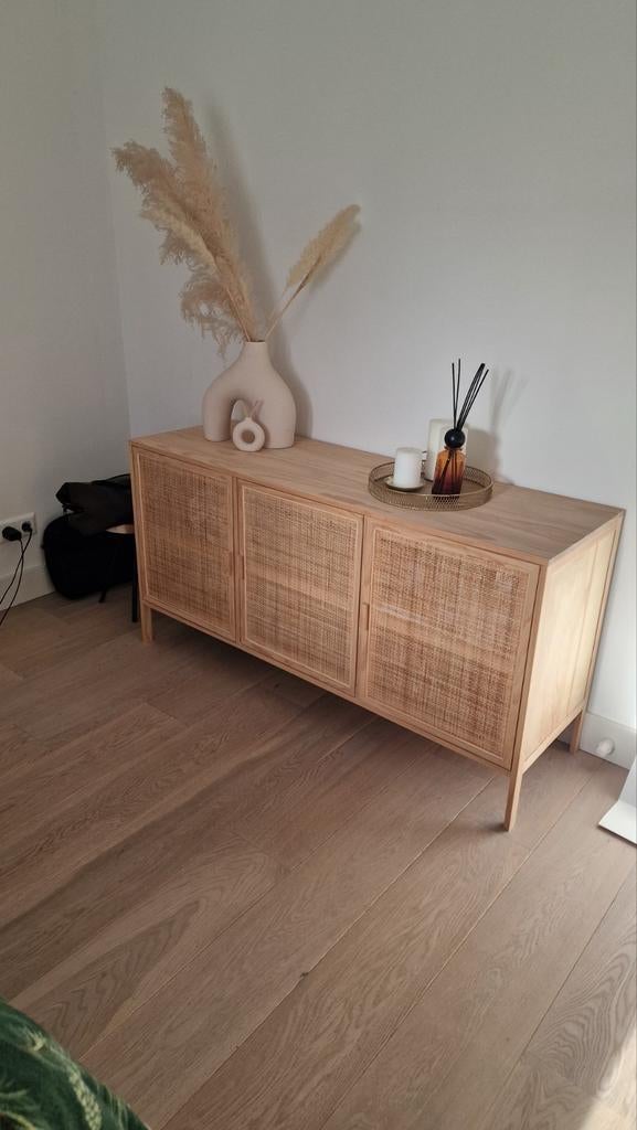 Sideboard beige wood, Huis en Inrichting, Kasten | Dressoirs, Ophalen, Natural bohemian, Zo goed als nieuw, 25 tot 50 cm