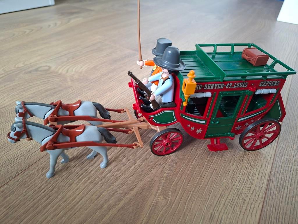 Playmobil Koets met Paarden en Figuren - Western Express, Ophalen of Verzenden, Gebruikt, Los playmobil