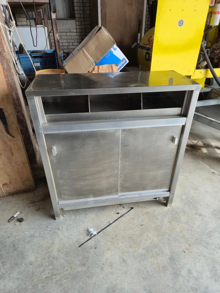 RVS Borden en Bestek Kast met Bestekvakken - Gebruikt, Ophalen, Gebruikt