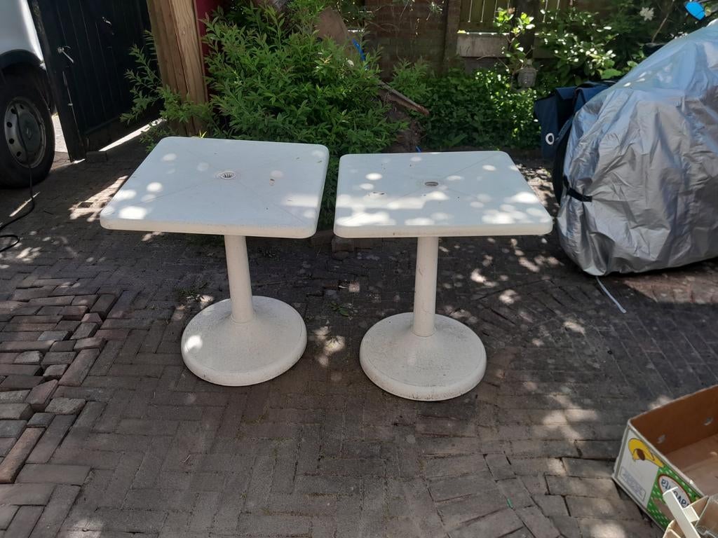 Tuintafel - Kunststof - Wit - Vierkant, Ophalen, Gebruikt, Rechthoekig, Kunststof