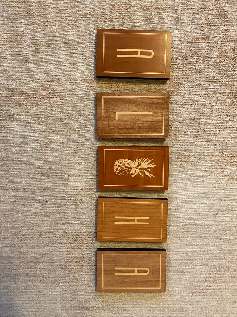 Houten ALOHA letters uit Hawaii, 8 cm, Boho, Hout, Decoratieobject