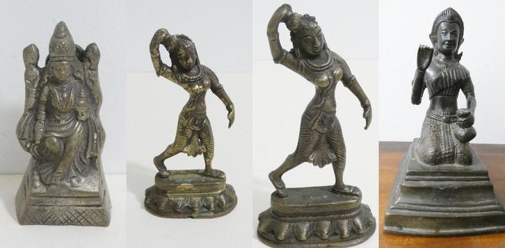 Aziatische bronzen beeldjes 4x [1538], Antiek en Kunst, Antiek | Koper en Brons, Ophalen