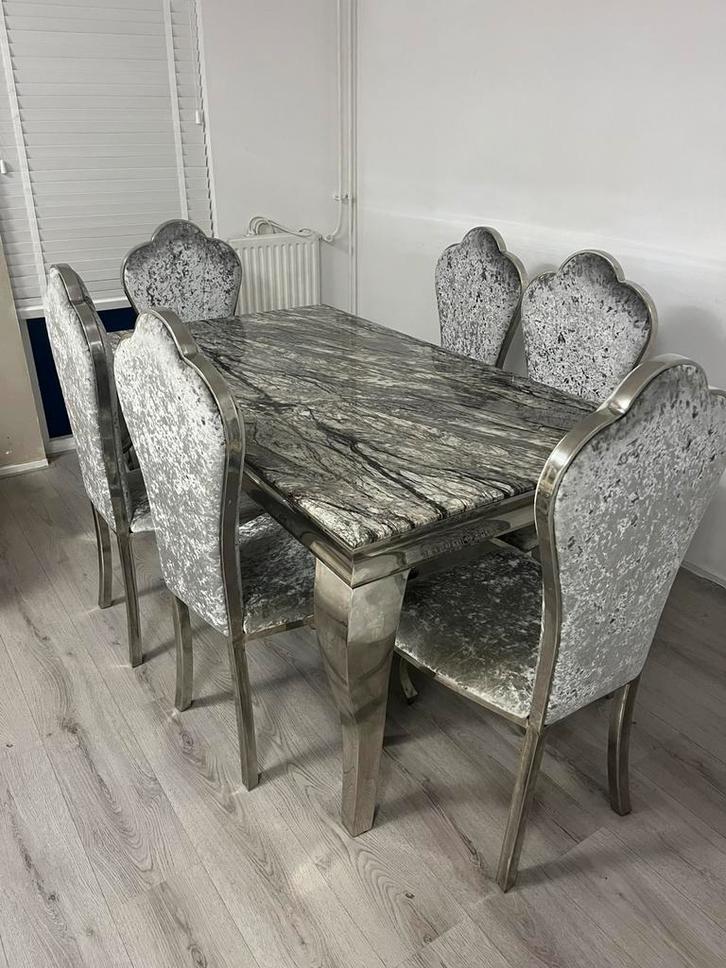 Marmeren eettafel en salontafel, Huis en Inrichting, Tafels | Eettafels, Zo goed als nieuw, 50 tot 100 cm, 200 cm of meer, Rechthoekig