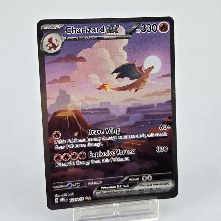 TCG Charizard MEW 199 NM/EX in Toploader ENG, Hobby en Vrije tijd, Gezelschapsspellen | Kaartspellen, Zo goed als nieuw