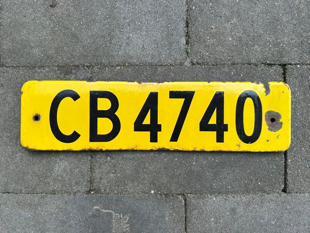 Te koop emaille nummerbord uit Denemarken, Verzamelen, Ophalen of Verzenden, Gebruikt
