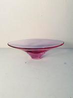 Roze kristal glazen schaal , jaren 60, Gebruikt, Ophalen of Verzenden, Glas, Onbekend