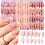 Plaknagels Almond Tips | 360 Pcs Nude Tinten French Manicure, Ophalen of Verzenden, Zo goed als nieuw, Overige kleuren, Handen en Nagels