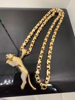 Prachtige 14 karaats gouden monte Carlo ketting met panter, Ophalen of Verzenden, Goud