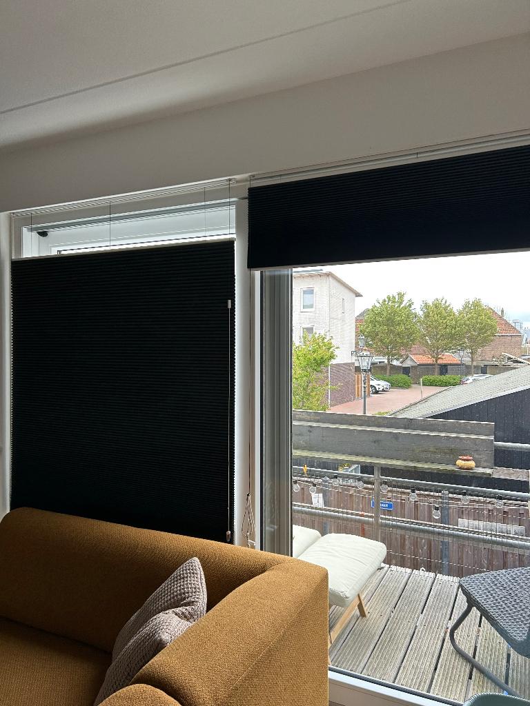 Plissé gordijnen 3x, Huis en Inrichting, Ophalen, 100 tot 150 cm, 200 cm of meer, Kleur antraciet.