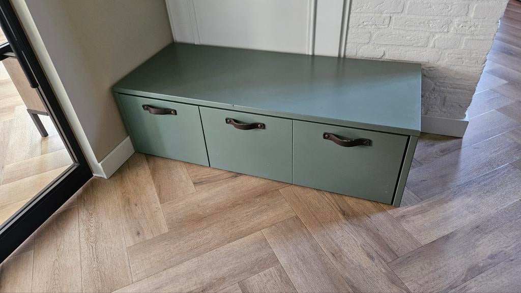 VT Wonen stage kistbank speelgoedkist groen, Ophalen, Gebruikt, Rechthoekig, Hout