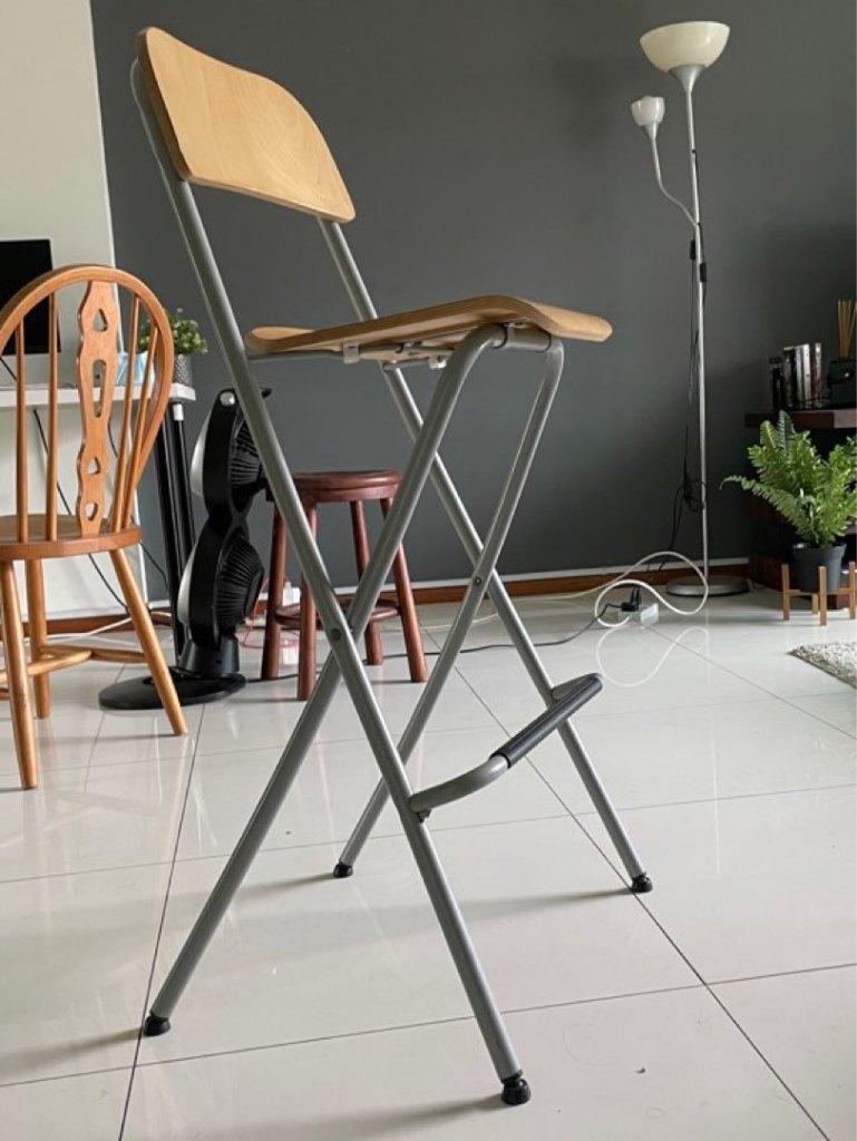 Design - Witte Ikea Bar Stool, Ophalen, Hout, Met voetsteun, 60 tot 90 cm