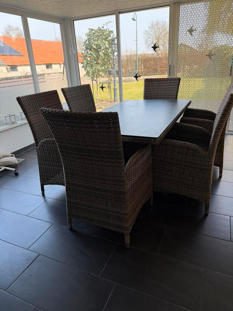 Rotan (kunststof) tuinset, Ophalen of Verzenden, Zo goed als nieuw, Kunststof