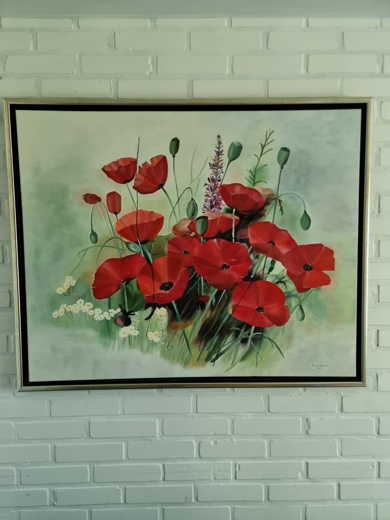 Schilderij met klaprozen van Stuus Penders (2006), Antiek en Kunst, Ophalen of Verzenden