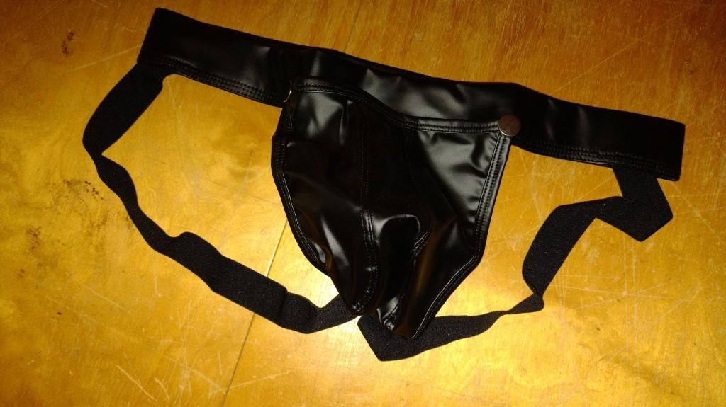 Leather look G-string thong, zwart - XL, Kleding | Heren, Ondergoed, Ophalen of Verzenden, Zwart, Slip