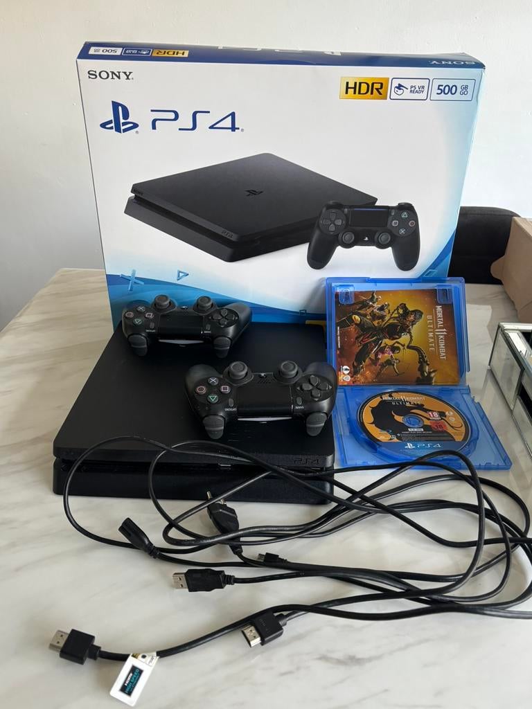 PlayStation 4, Ophalen, Met 2 controllers, Slim, 500 GB