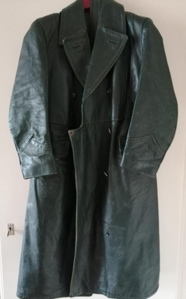 Vintage Leren Motorjas - Lang model, Maat 50 (valt klein), Ophalen, Gedragen, Maat 48/50 (M)