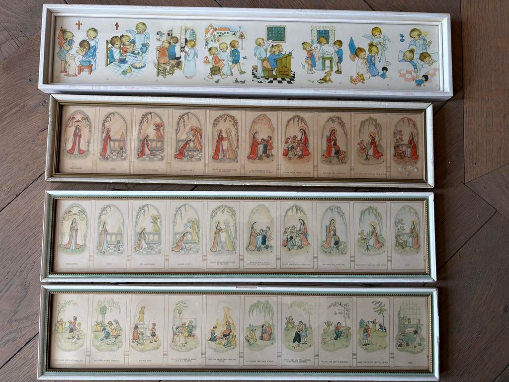 4 oude lijstjes met Gebed Wees Gegroet, Antiek en Kunst, Ophalen of Verzenden