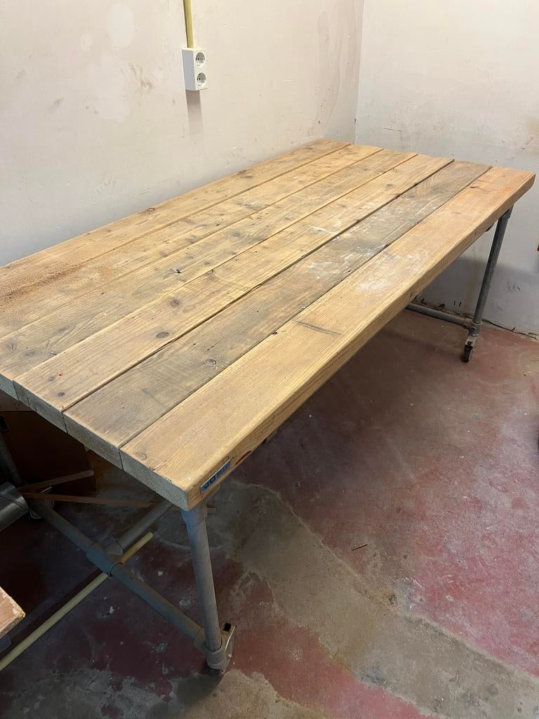3x Industriële Werktafel Steigerhout - JORG, Ophalen, Gebruikt, 170 cm of meer