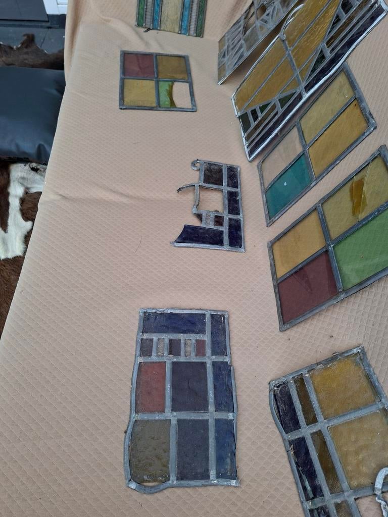 Oude Glas in lood platen, Ophalen, Gebruikt, Minder dan 80 cm, Overige typen