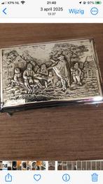 Prachtig uitgewerkt verzilverde sigarettendoos of lepeldoos, Antiek en Kunst, Ophalen of Verzenden, Zilver