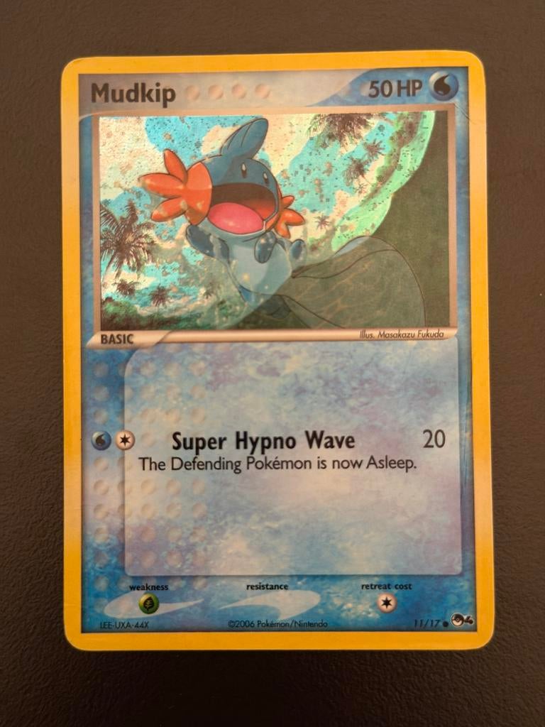 Pokemon kaart - Mudkip Pop4 11/17 holo, Ophalen of Verzenden, Gebruikt, Losse kaart, Foil