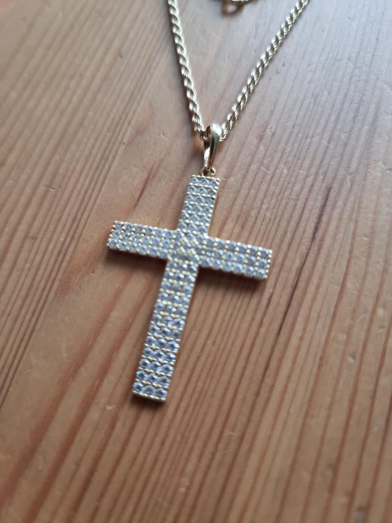 gouden kruis, Sieraden, Tassen en Uiterlijk, Kettinghangers, Ophalen, Zo goed als nieuw, Kruis of Symbool, Goud