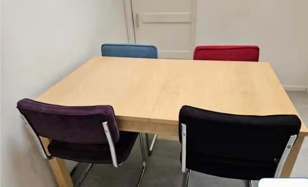 Ikea Bjursta uitschuifbare eettafel berkenhout, Ophalen, Gebruikt, 100 tot 150 cm, 50 tot 100 cm