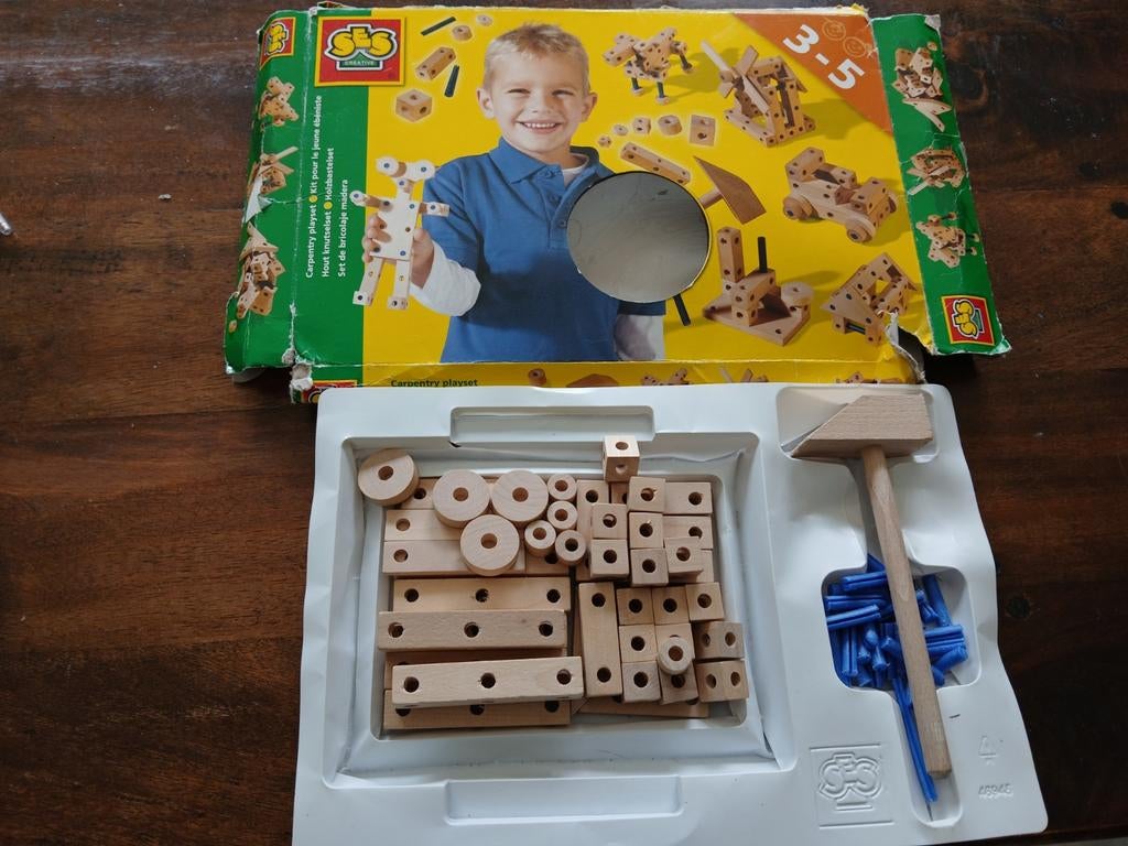 SES houten knutselset voor kinderen 3-5 jaar, Ophalen of Verzenden, Gebruikt, Bouwen