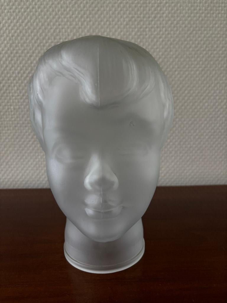 Vintage matglazen hoofd, jongenskop, kind., Antiek en Kunst, Antiek | Glas en Kristal, Ophalen of Verzenden