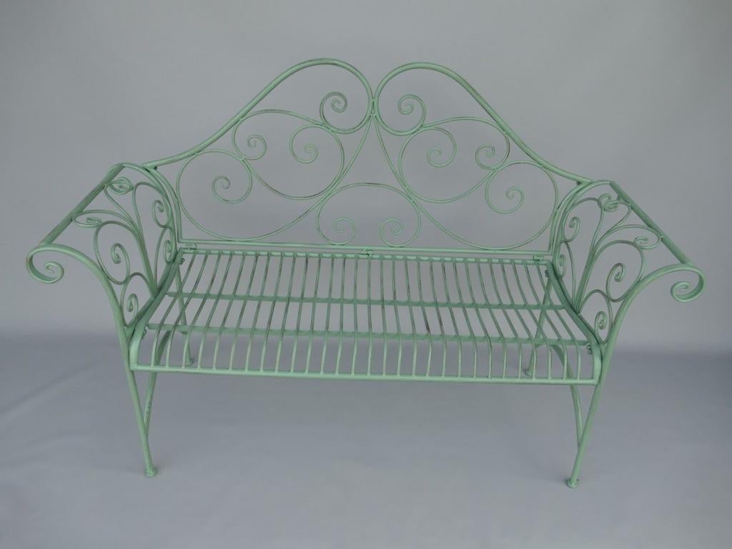 Rustieke groene ijzeren tuinbank L.137-H.96cm, Ophalen of Verzenden