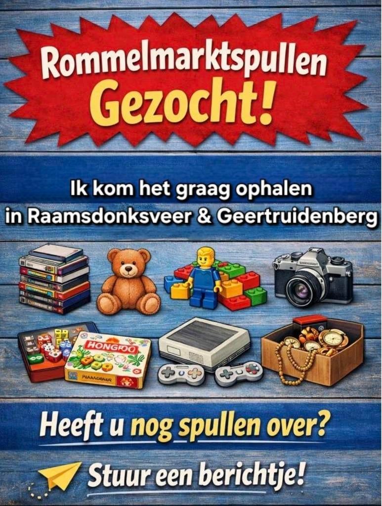 Spullen gezocht voor rommelmarkt, Ophalen