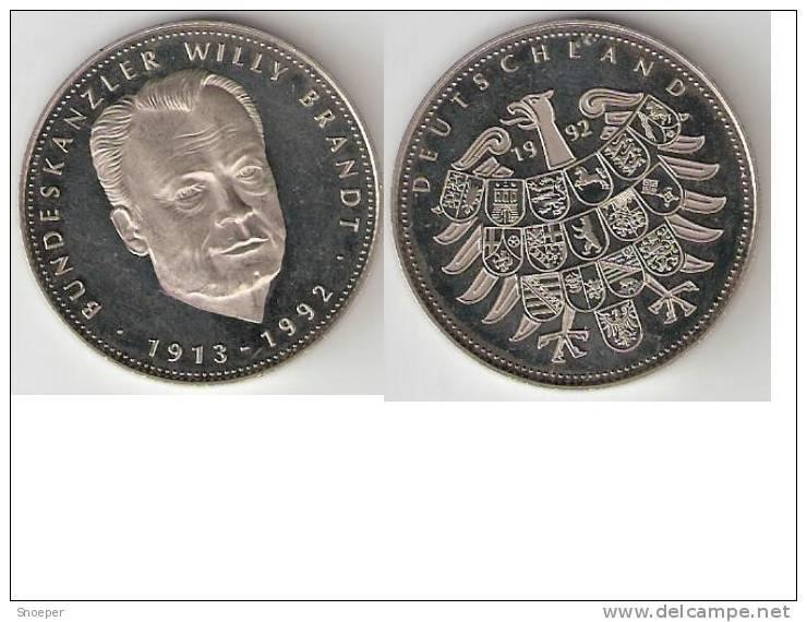 medaille bundeskanselier W brandt, 1913-1992,proof, Verzenden, Duitsland, Losse munt