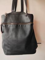 Vintage zwartleren basic rug/schoudertas, 35x35x11 cm, Overige merken, Gebruikt, Zwart, Ophalen of Verzenden