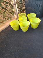 6 groene bloempotten en 4 regenpijp bloempotten, Kunststof, Rond, Ophalen of Verzenden, Minder dan 40 cm