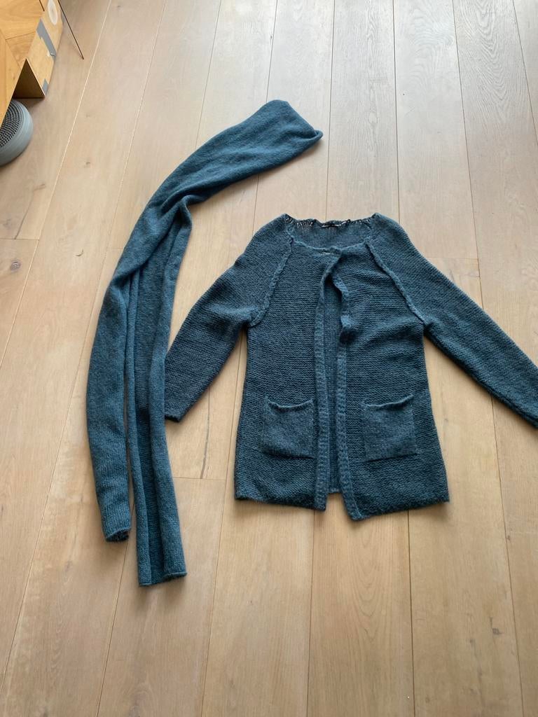Vest met sjaal M mohair wol nieuw, Ophalen of Verzenden, Zo goed als nieuw, Maat 38/40 (M), Groen