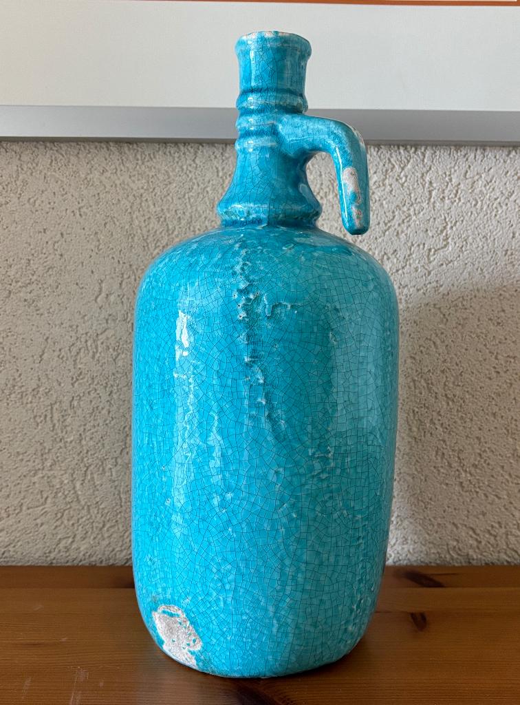 Mooi blauw is niet lelijk! Turquoise kruik, Huis en Inrichting, Ophalen, Gebruikt, Blauw, Aardewerk of Porselein