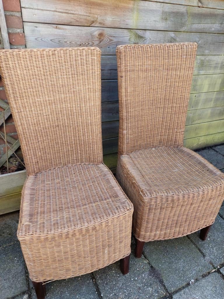 Rieten stoelen, Ophalen, Gebruikt, Bruin, Twee
