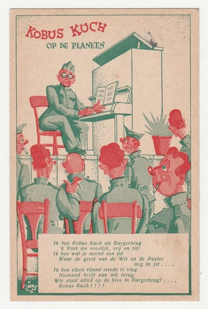 Militair 1940.  Kobus Kuch. Ned. Illustratoren.  Karel Links, Verzamelen, Ansichtkaarten | Themakaarten, Verzenden, 1940 tot 1960