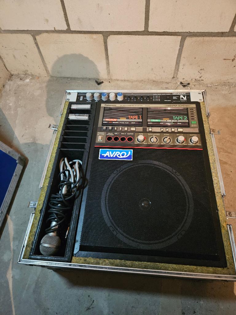 Oude Panasonic RQ-92 karaoke / cassette set in flightcase, Ophalen, Gebruikt, Complete set