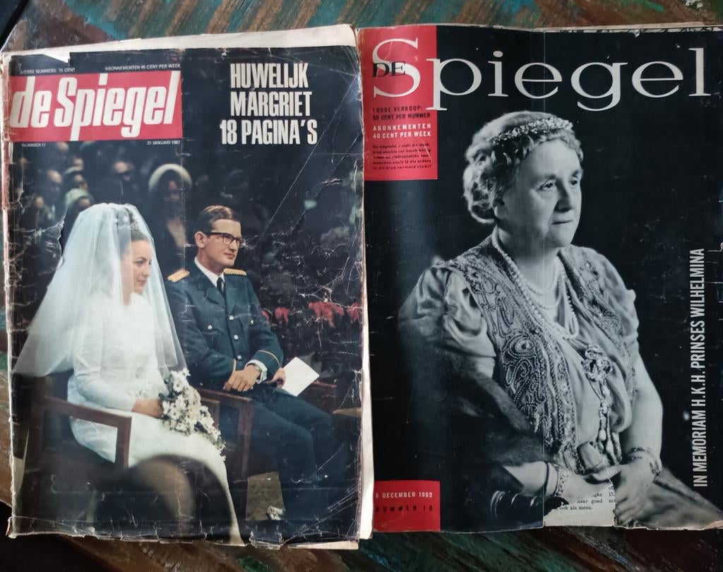Koningshuis bladen: De Spiegel, Juliana 25 jaar vorstin, Verzamelen, Koninklijk Huis en Royalty, Ophalen of Verzenden, Gebruikt