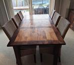 Koloniale eettafel met rieten stoelen (190x100x80 cm), Ophalen, Gebruikt, Overige materialen, Koloniaal