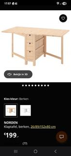 Ikea norden klaptafel eettafel bureau lades beuken, Ophalen, Zo goed als nieuw