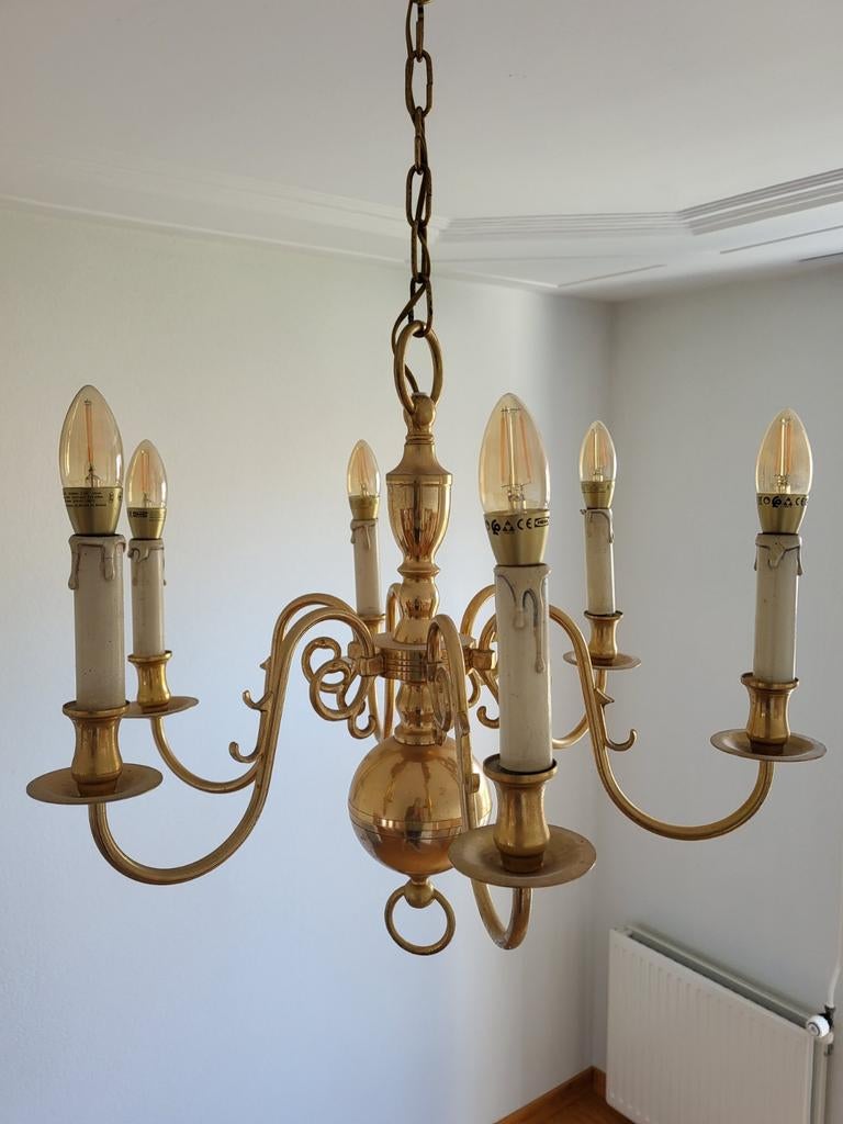 Te koop Kroonluchter met 6 armen., Huis en Inrichting, Lampen | Kroonluchters, Ophalen